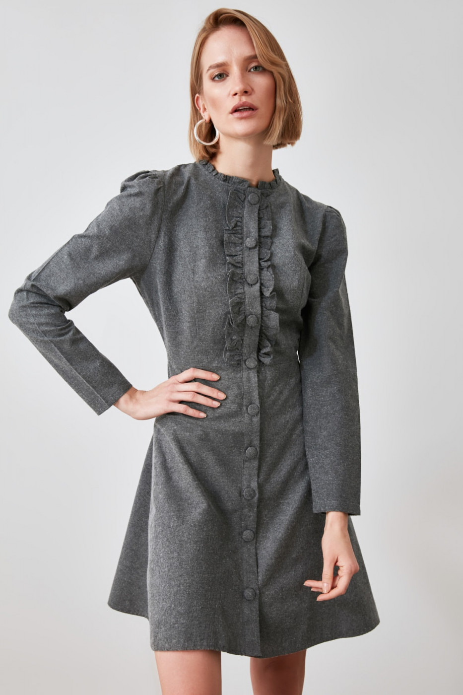 Trendyol Anthracite Frilly Dress