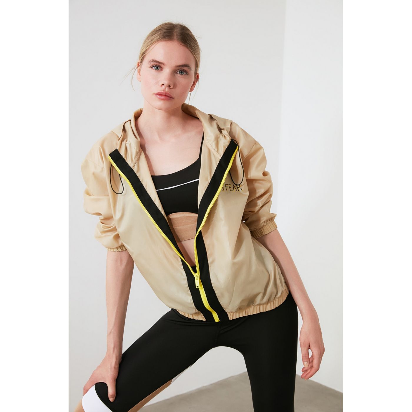 Trendyol Gold Hoodie and Printed Sports Jacket
