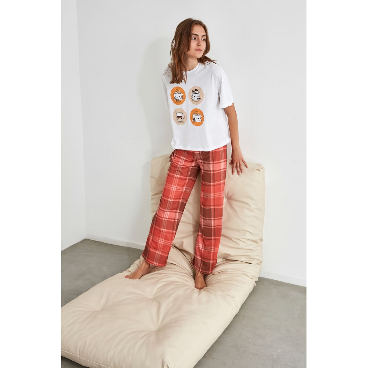 Trendyol Plaid Knitted Pyjamas Set