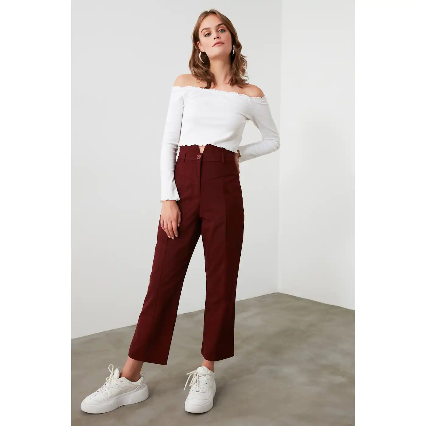 Trendyol Bordeaux Pocket Detailed Trousers