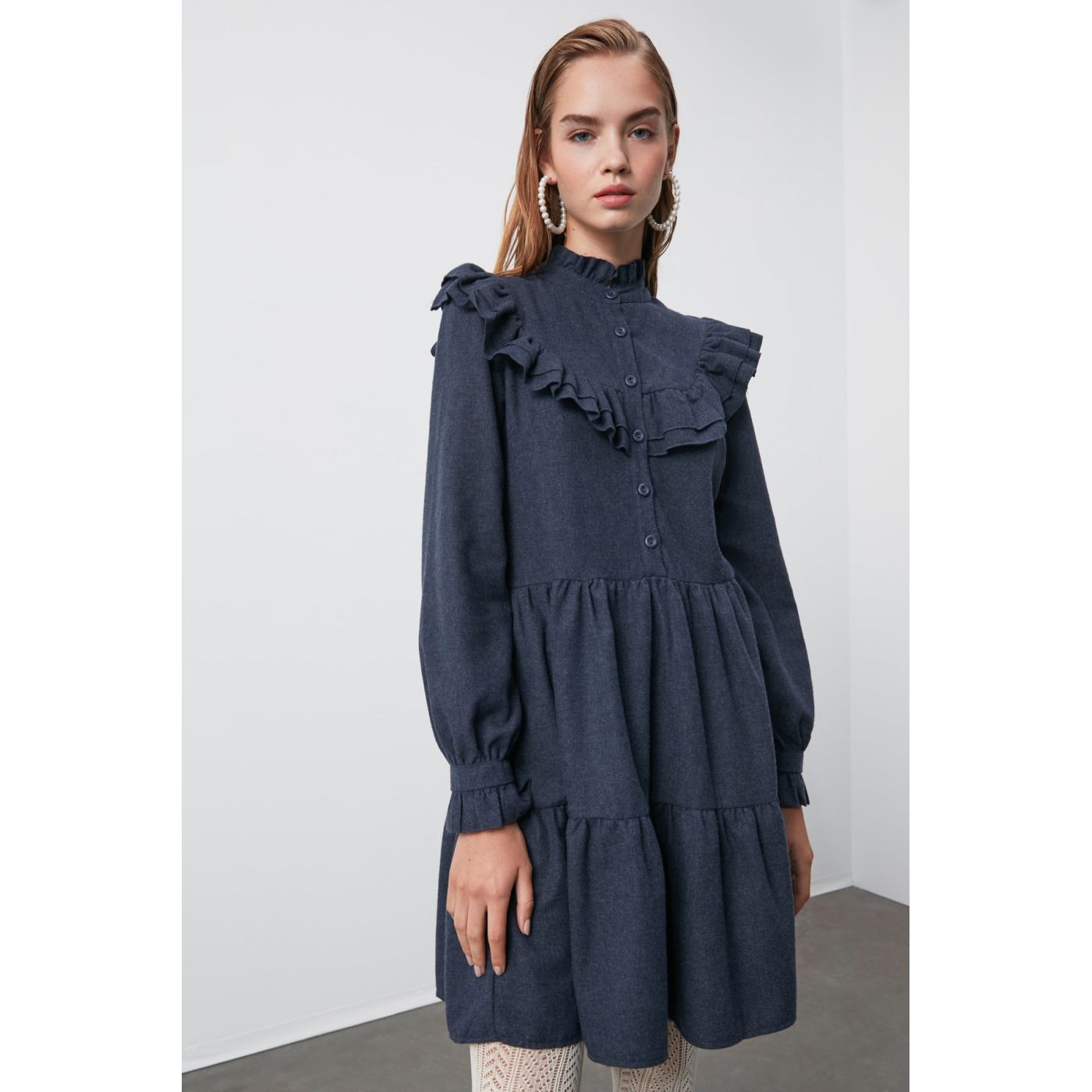 Trendyol Navy Frilldress