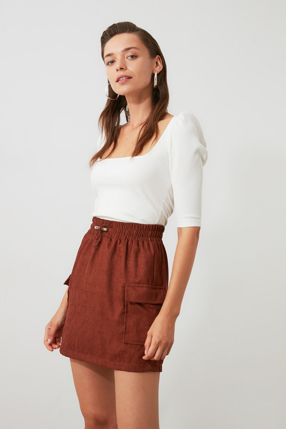 Trendyol Brown Pocket Detailed Skirt
