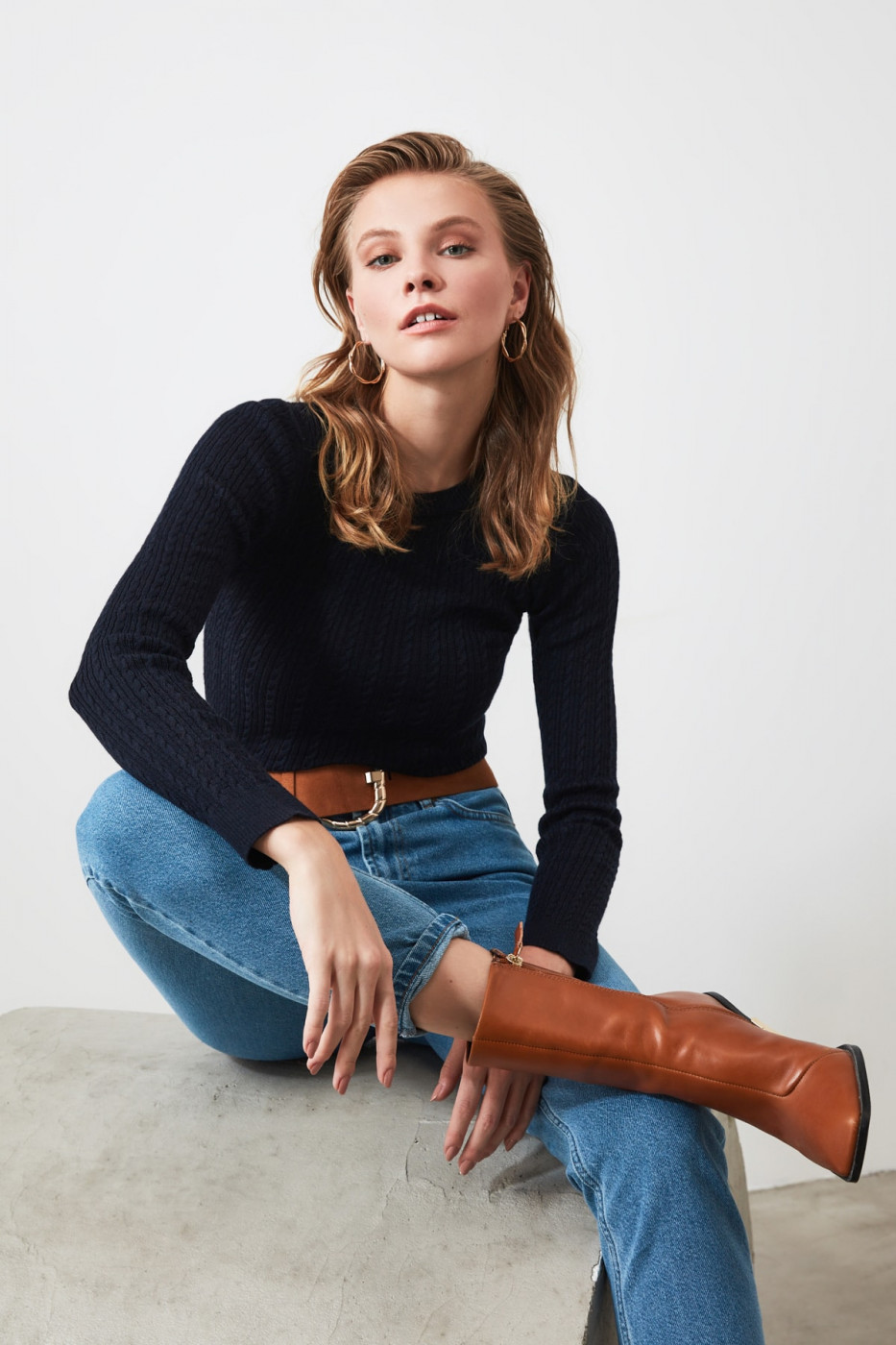Trendyol Navy Woolk KnitK Sweater
