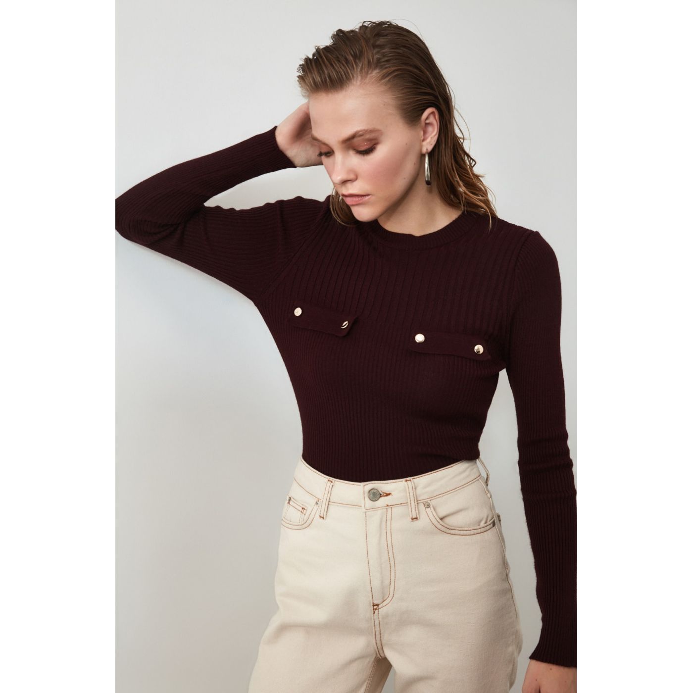 Trendyol Disciples Button Detailed Knitwear Sweater