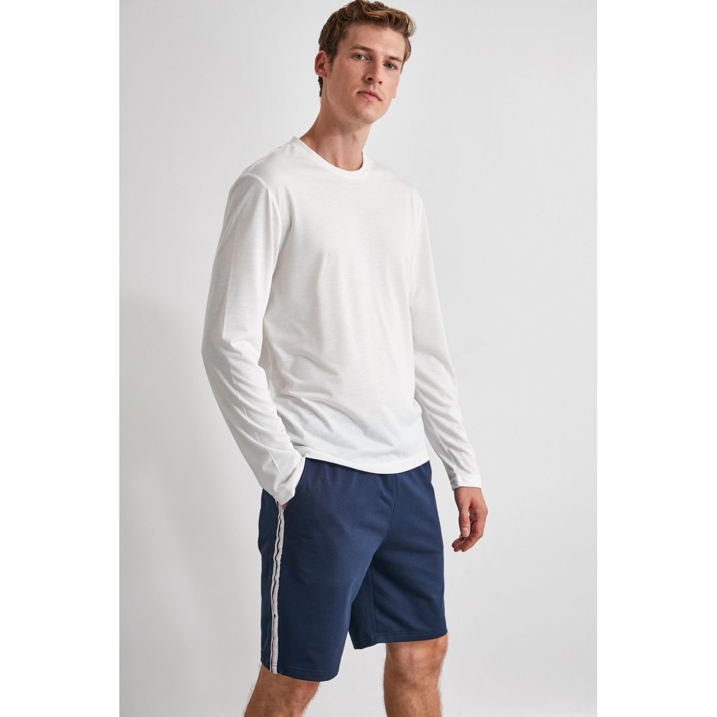 Trendyol Navy Ribbon Detailed Knitted Shorts & Bermuda