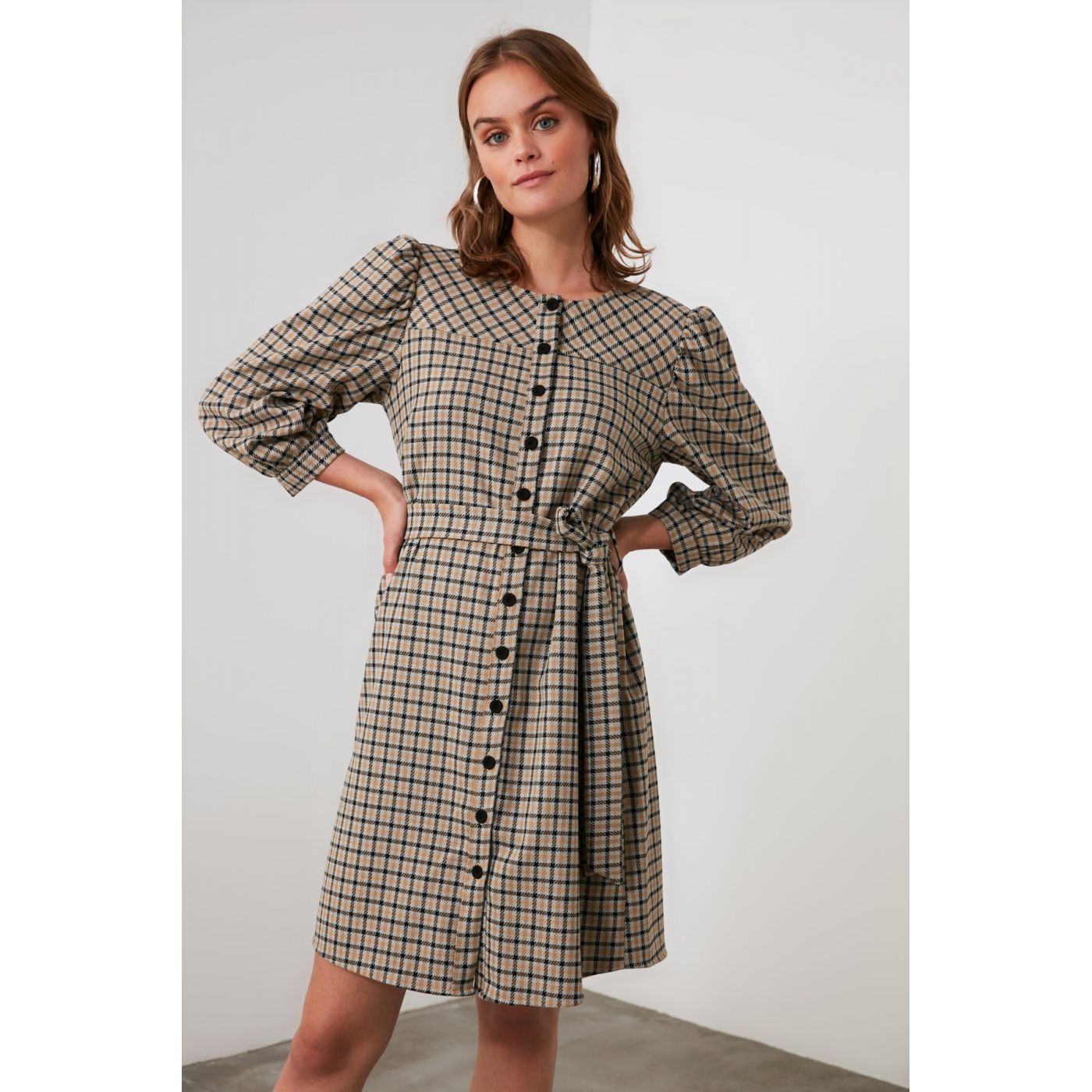 Trendyol MulticolorEd Belt Button Dress