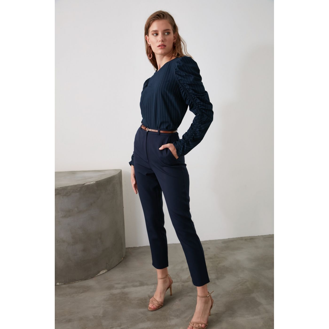 Trendyol Navy Belt Trousers