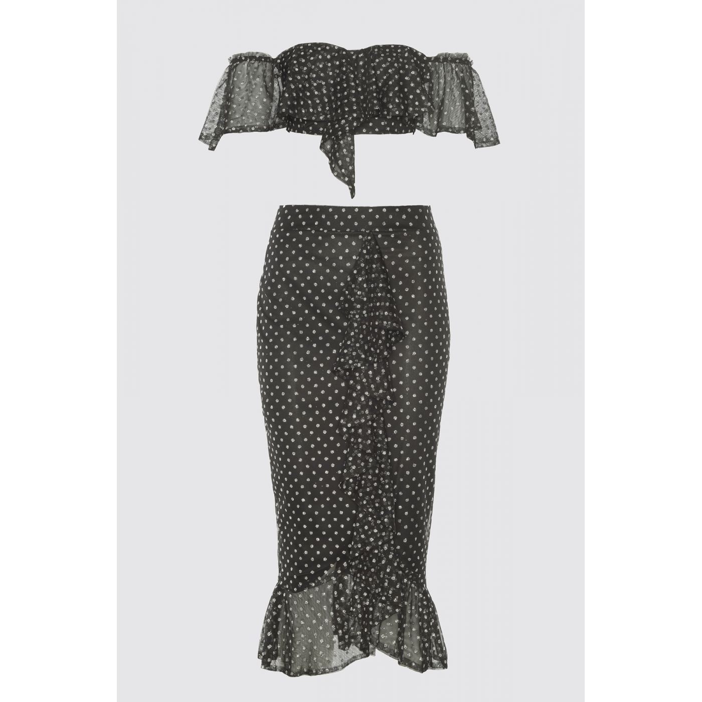 Trendyol Black Sim Puanti adetailed skirt