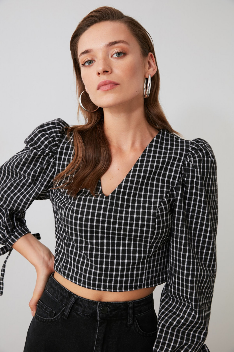 Trendyol Black Checkered Blouse