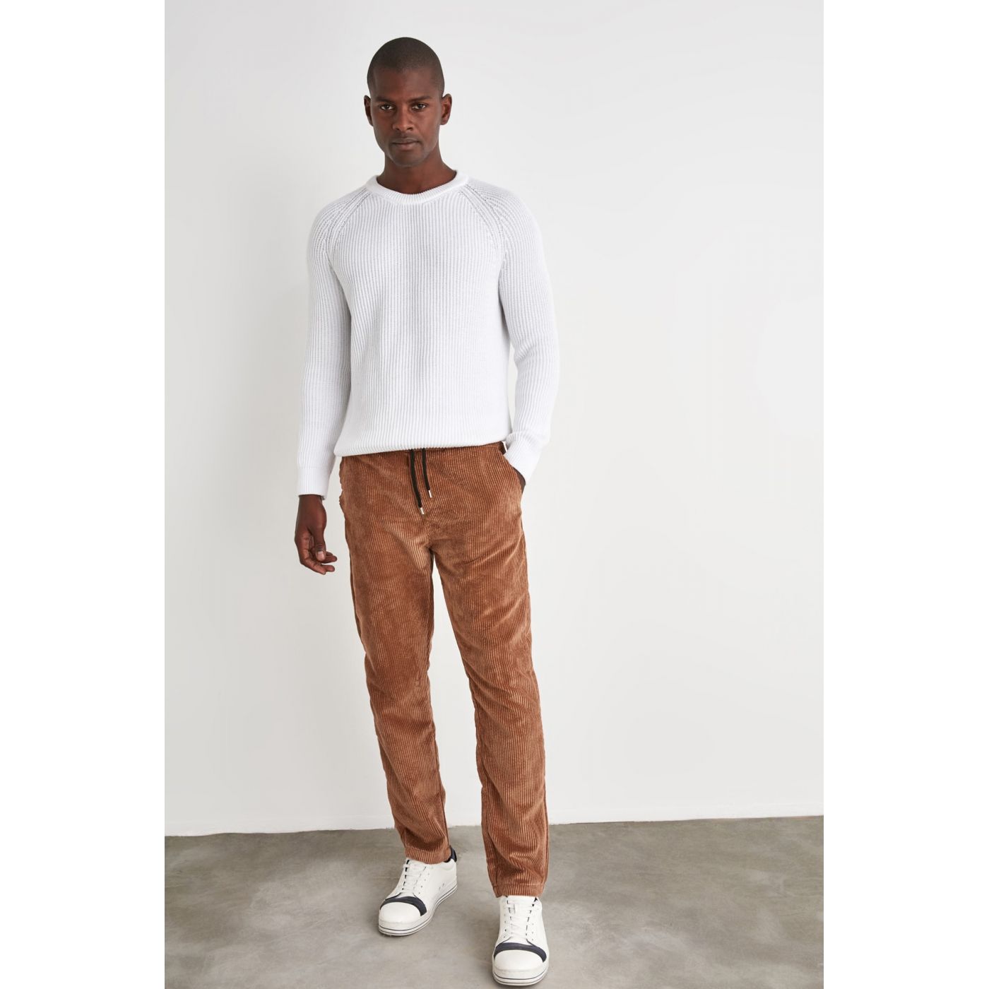 Trendyol Camel Men's Velvet Back Elasticed Trousers