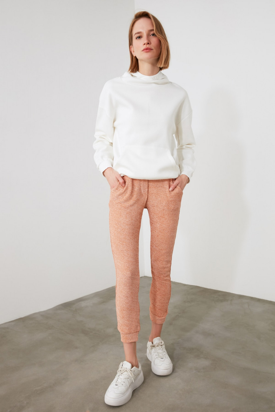 Trendyol Beige Basic Knitted Tracksuit bottom