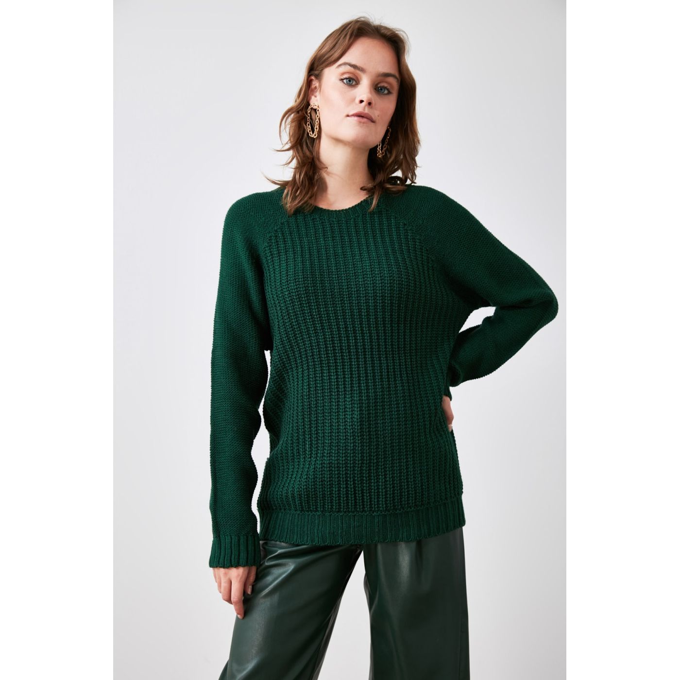 Trendyol Emerald Green Bicycle Collar Knitwear Sweater