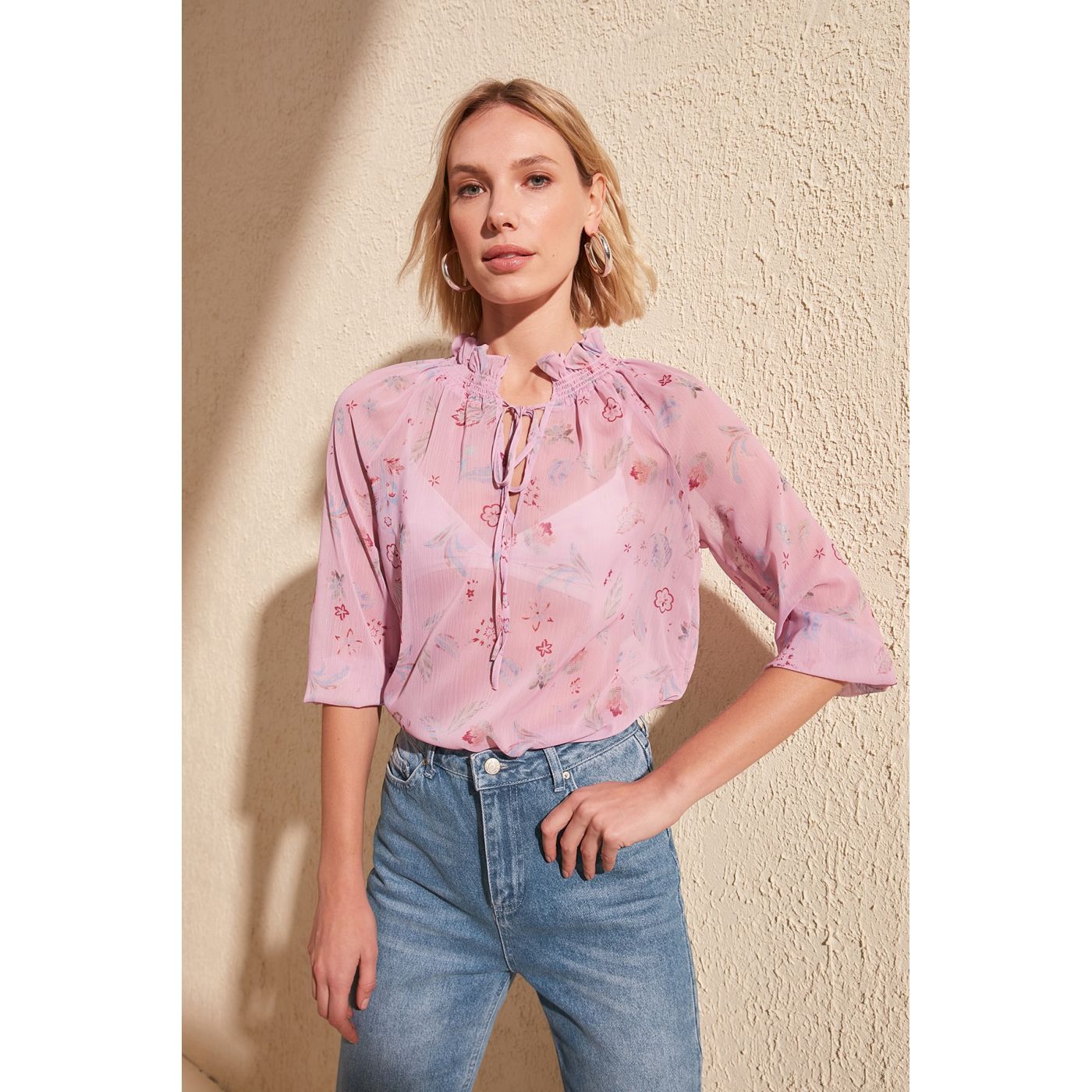 Trendyol Pink Patterned Blouse