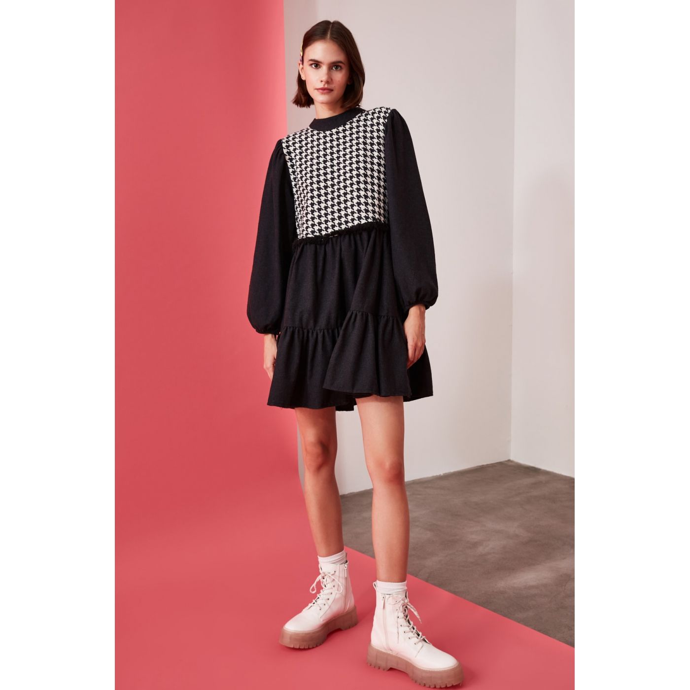 Trendyol Black Goose Down Detailed Dress