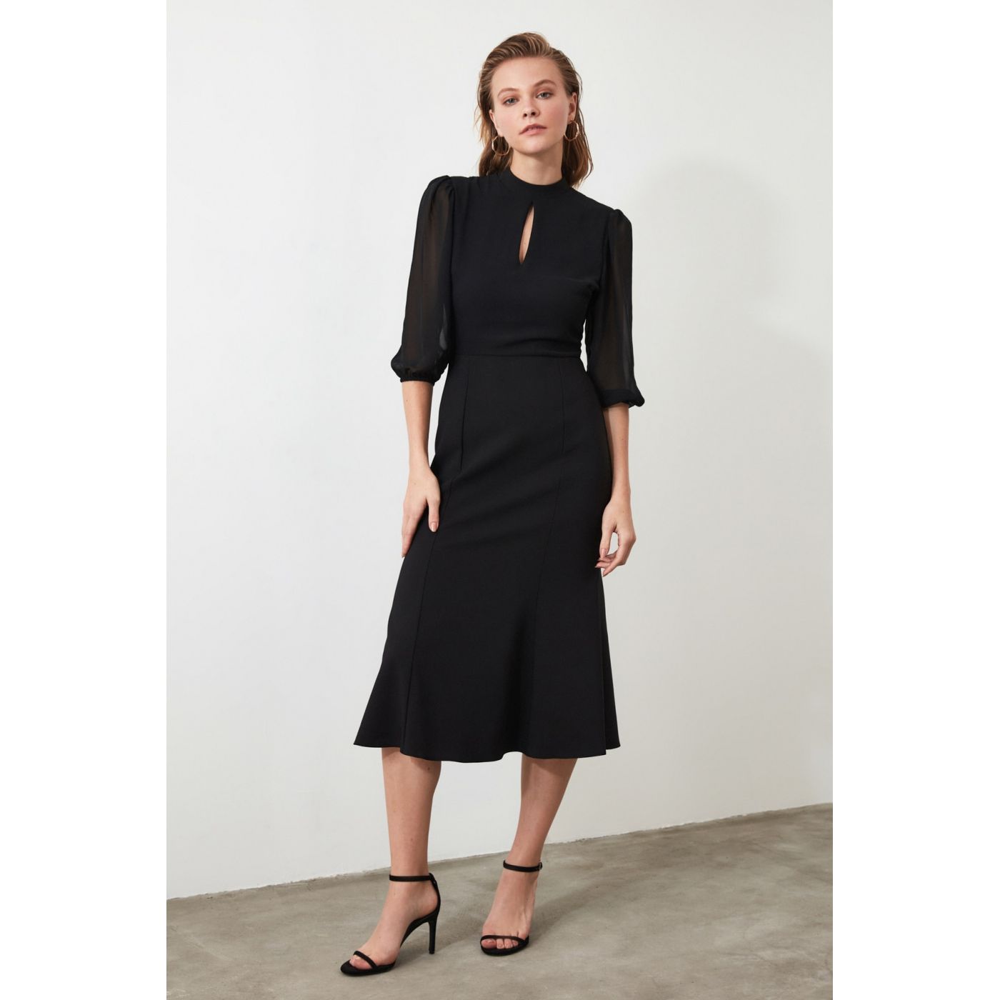 Trendyol Black Volli Collar Detailed Dress