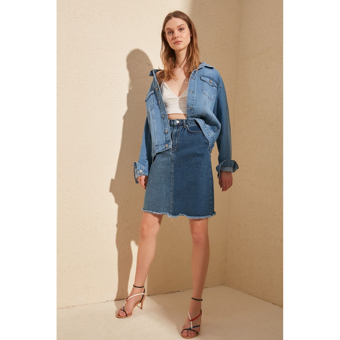 Trendyol Navy Block Edible Skirt