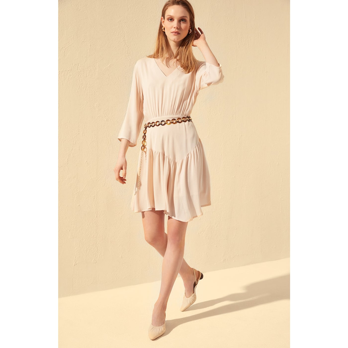 Trendyol Beige Asymmetric Dress