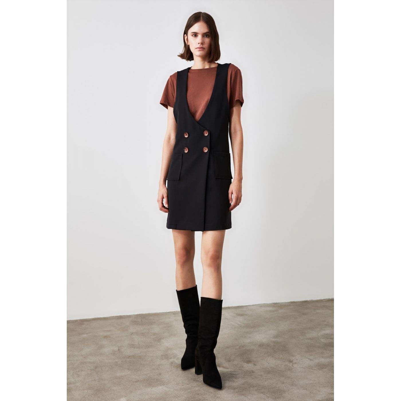 Trendyol Black Button Detailed Jile Dress