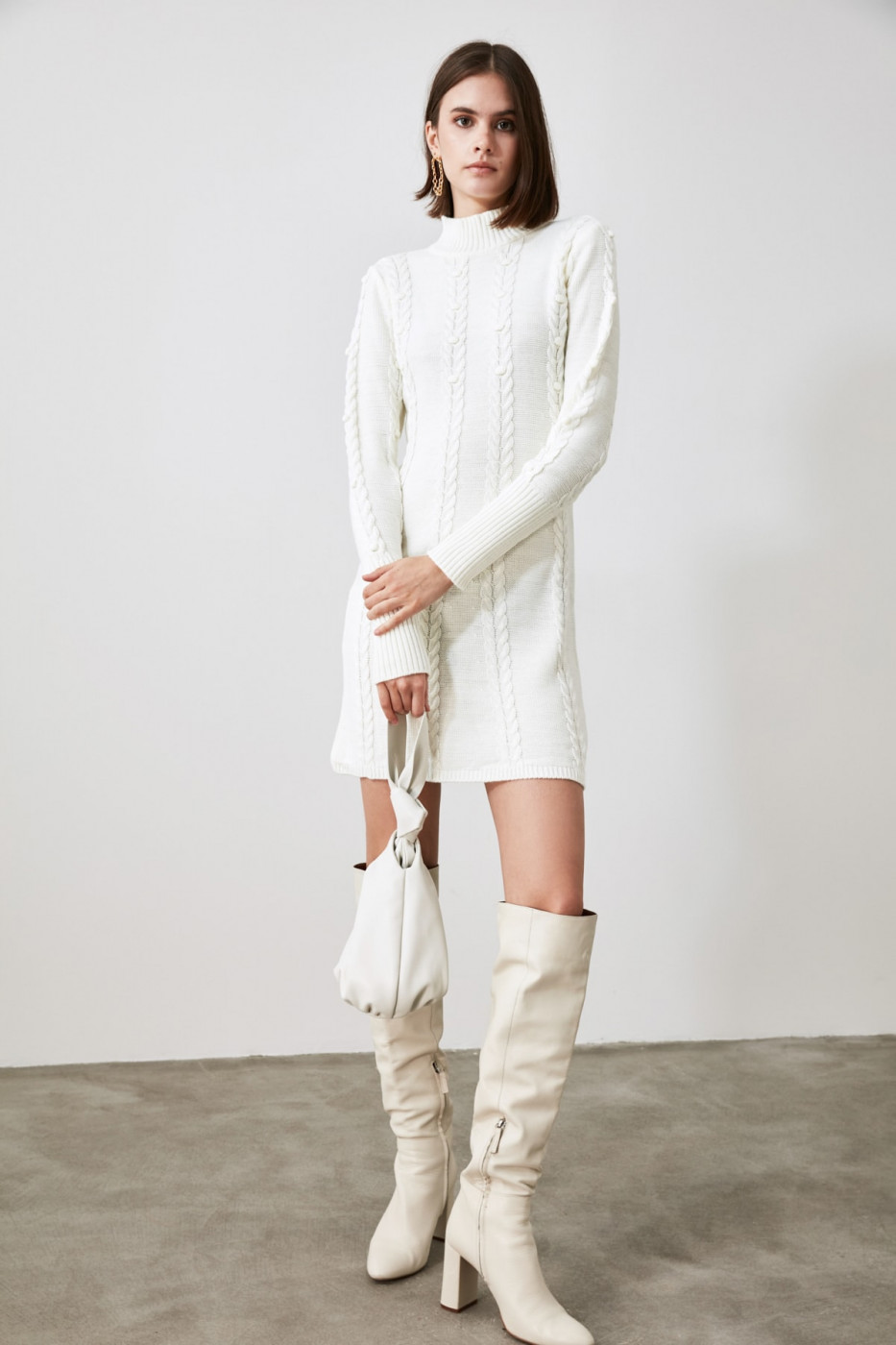 Trendyol Ekru Throat Knitwear Dress
