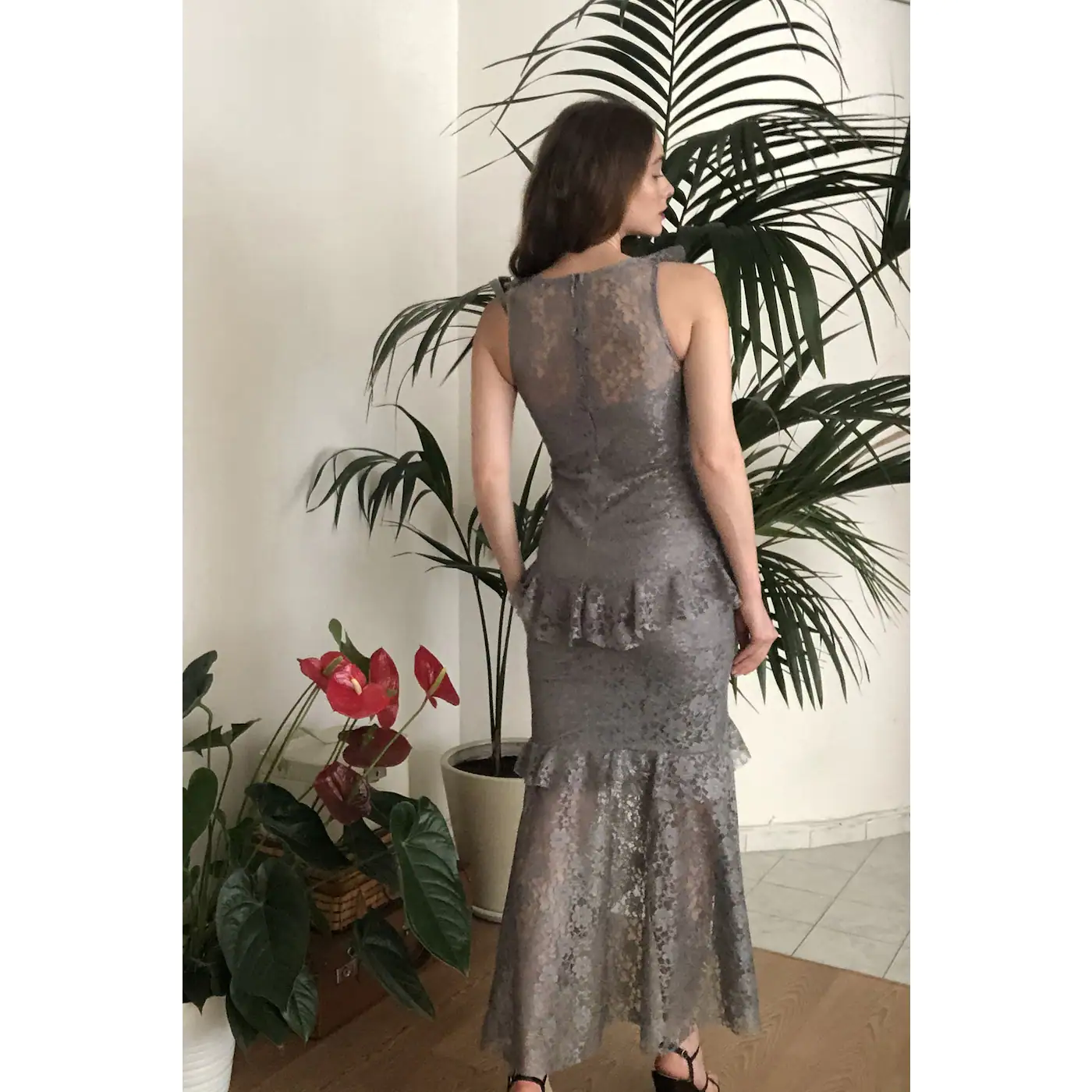 Trendyol Grey Volli Lace Dress