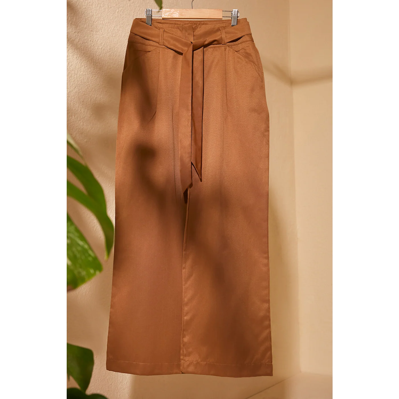 Trendyol Brown BeltEd Baggy Leg Pants