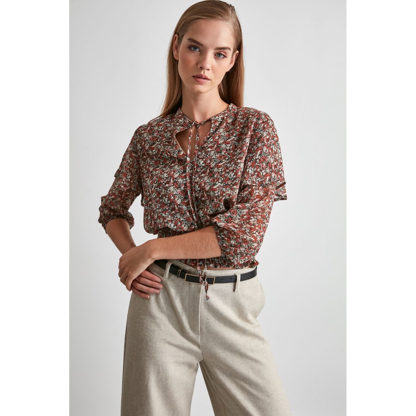 Trendyol Brown Tie Blouse
