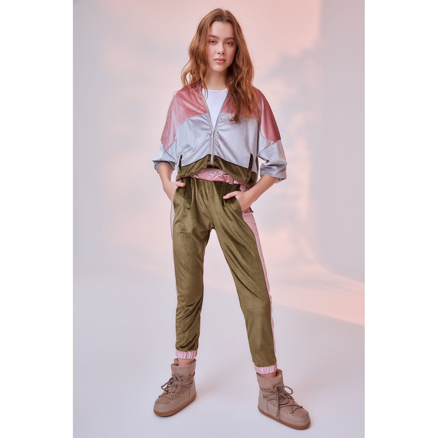 Trendyol Khaki Velvet Knitted Tracksuit bottom