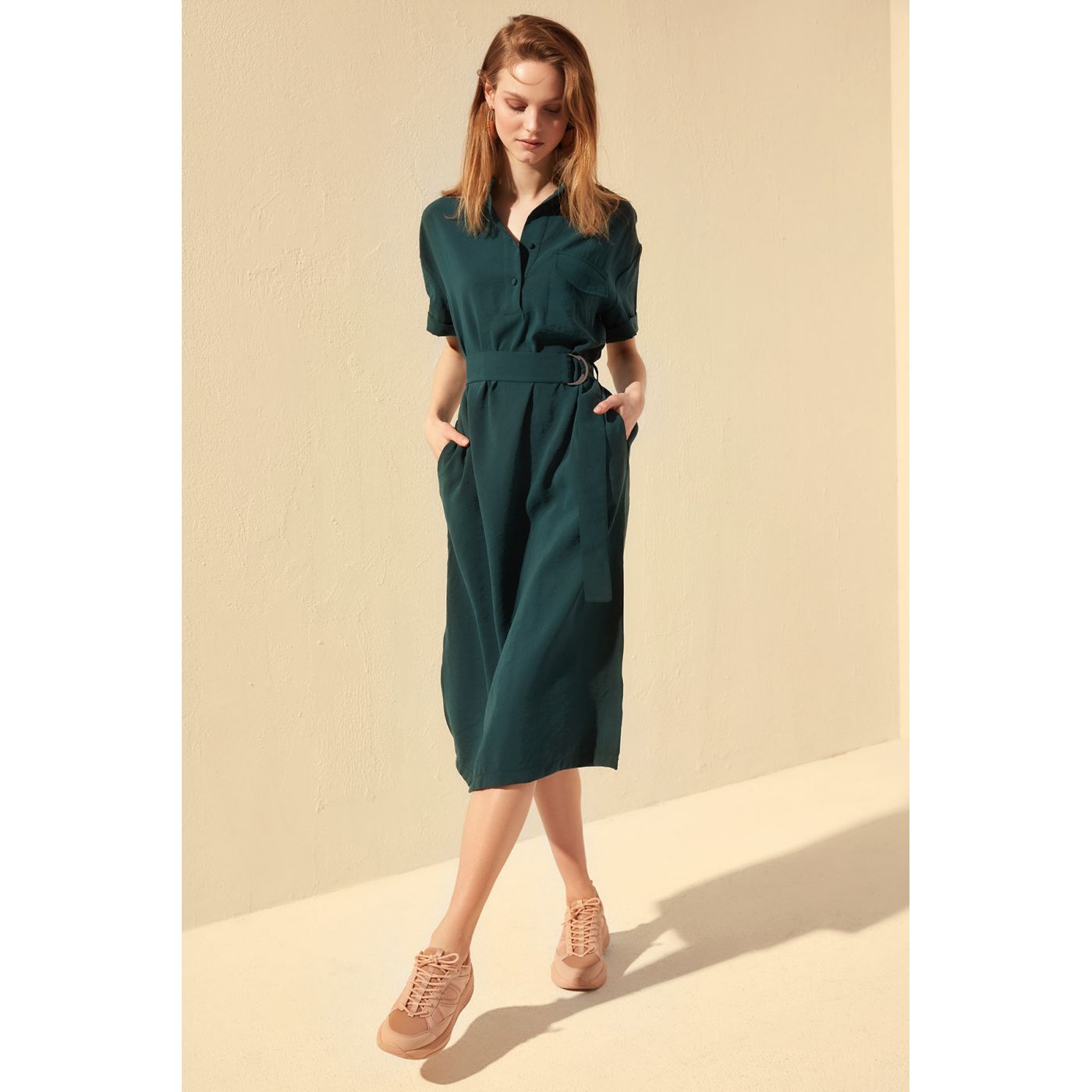 Trendyol Emerald Green Belt Dress