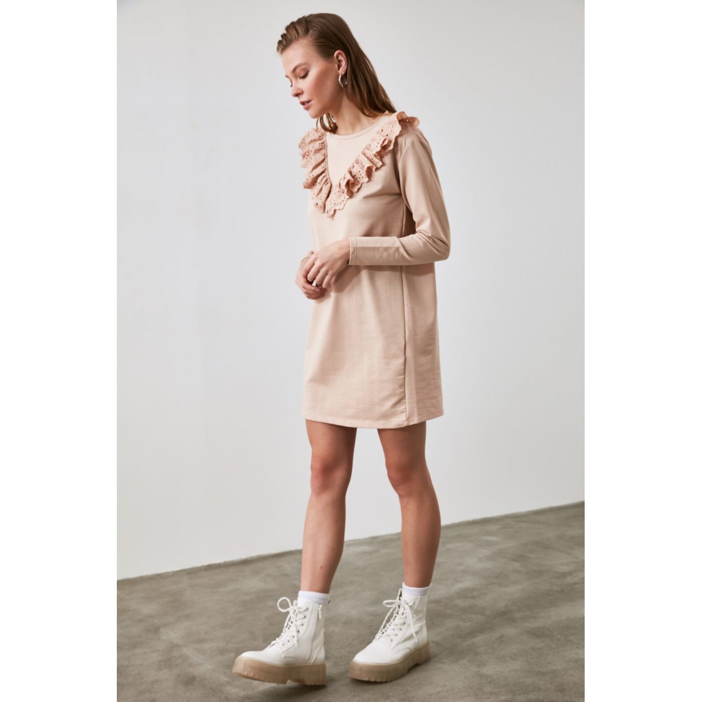 Trendyol Stone Brode Detailed Knitted Dress