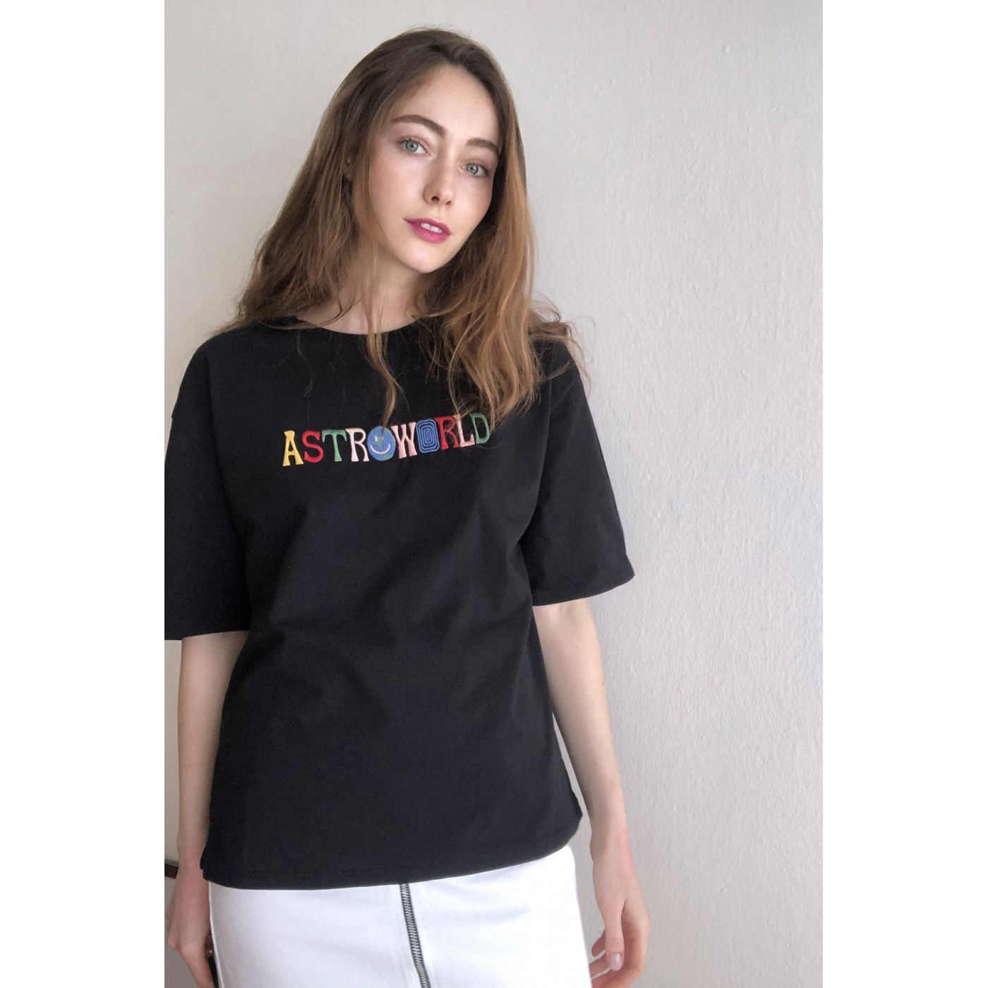 Trendyol Black Embroidered Knitted Loose T-Shirt