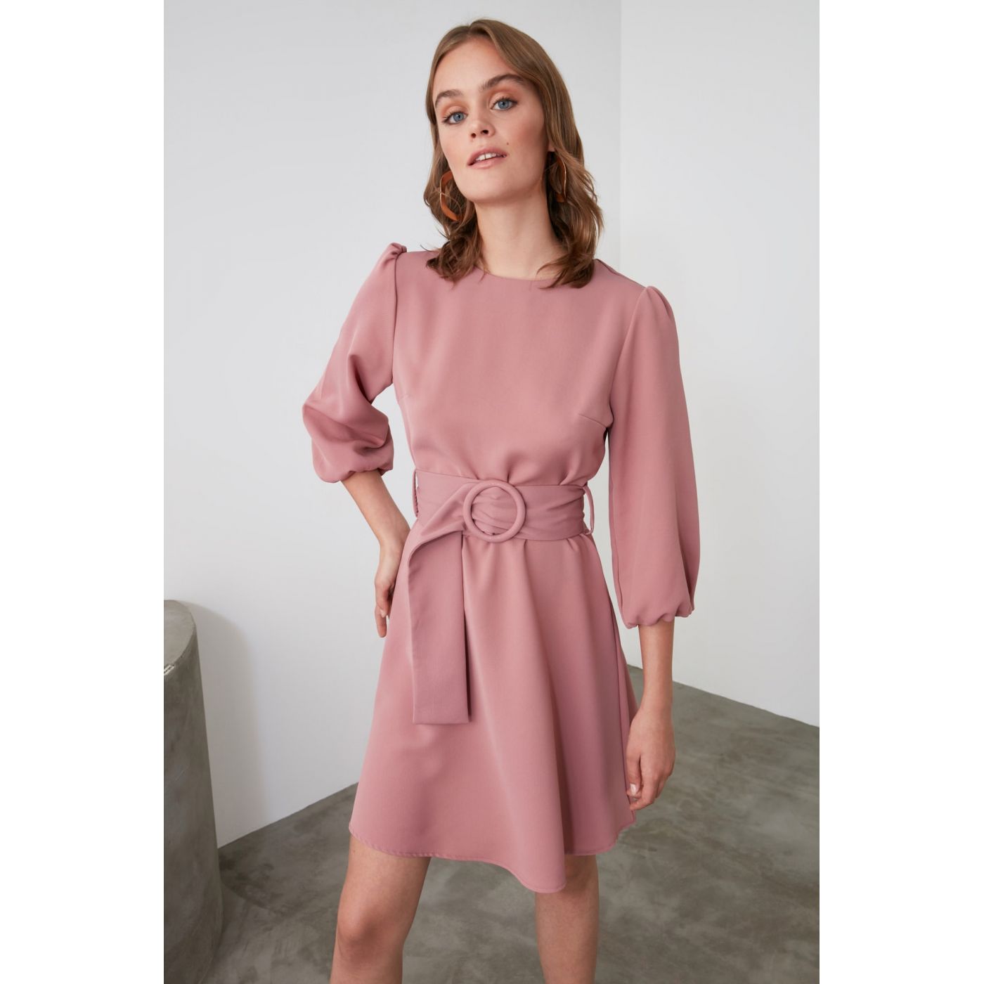 Trendyol Rose Dry Belt Dress