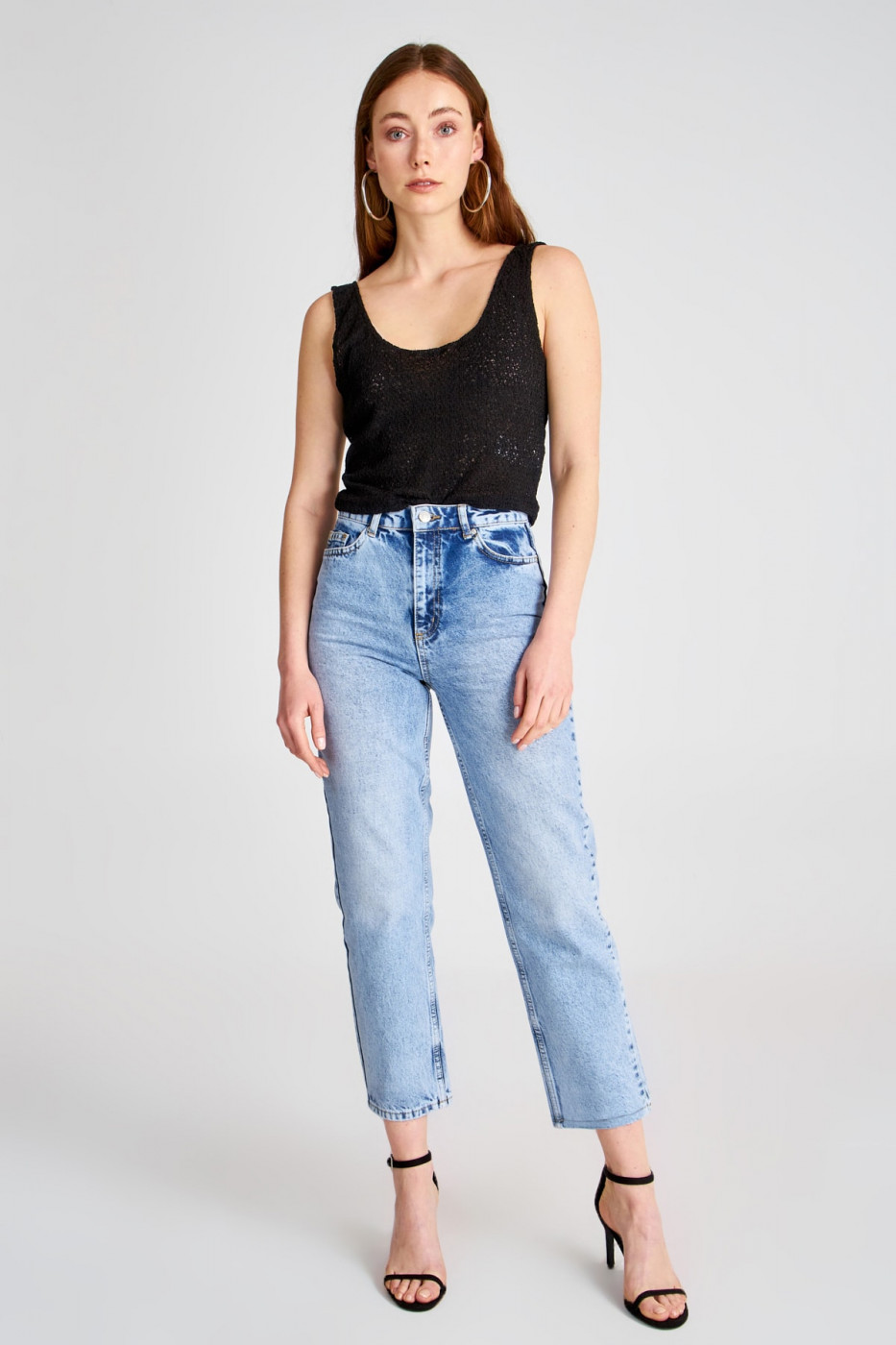 Trendyol Blue Wash High Waist Straight Jeans