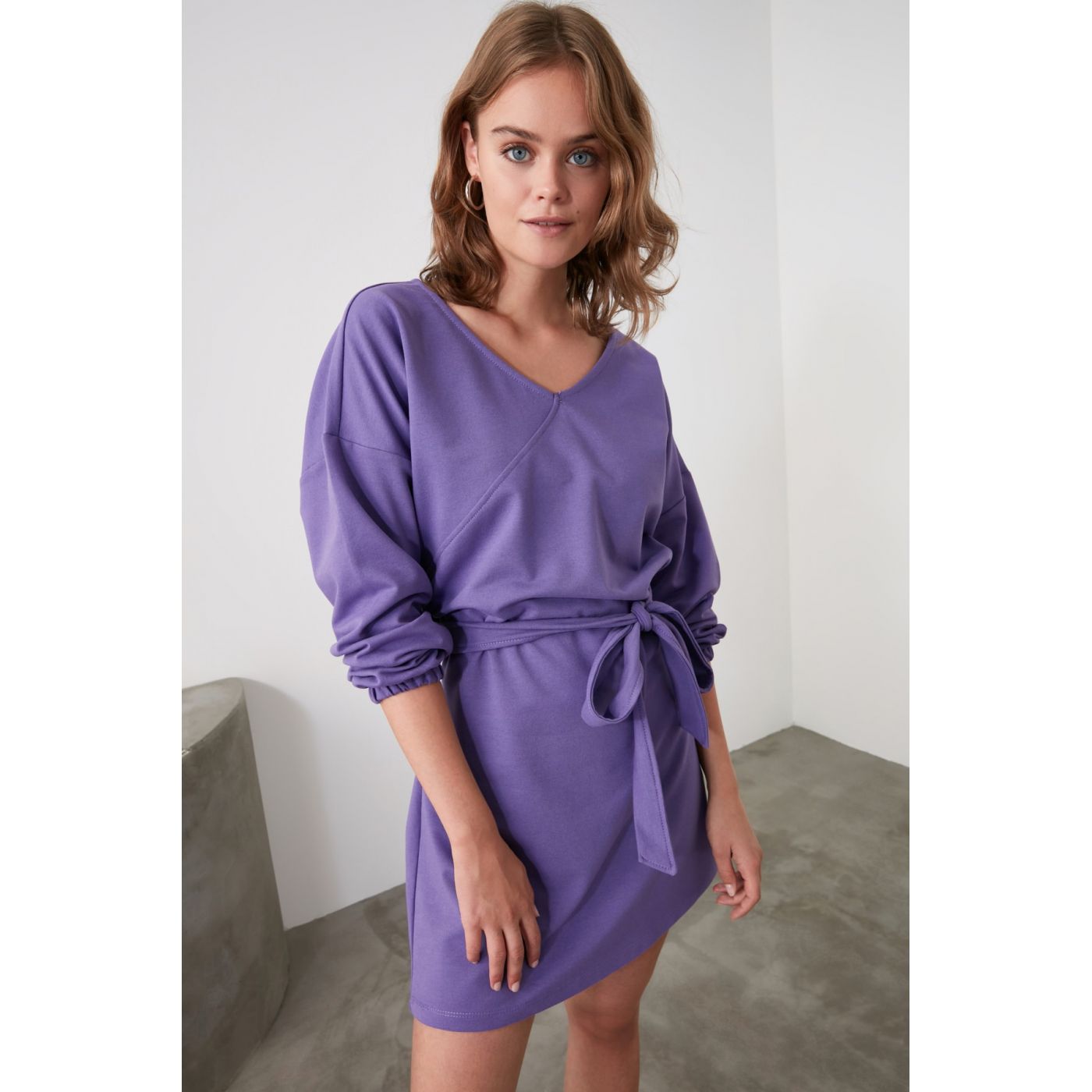 Trendyol Purple Binding Detailed Knitted Dress