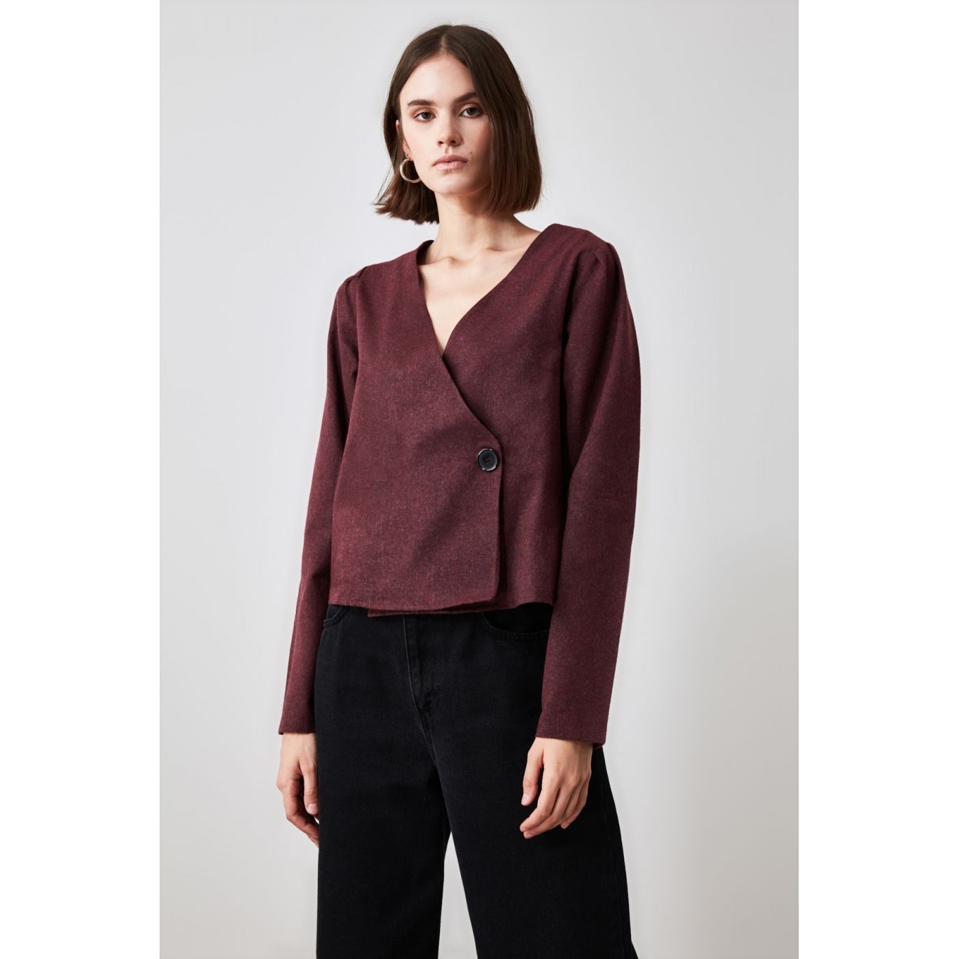 Trendyol Burgundy Plaid Blouse