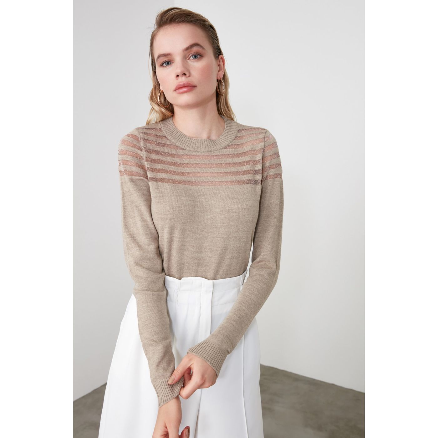 Trendyol Stone Frize Detailed Knitwear Sweater