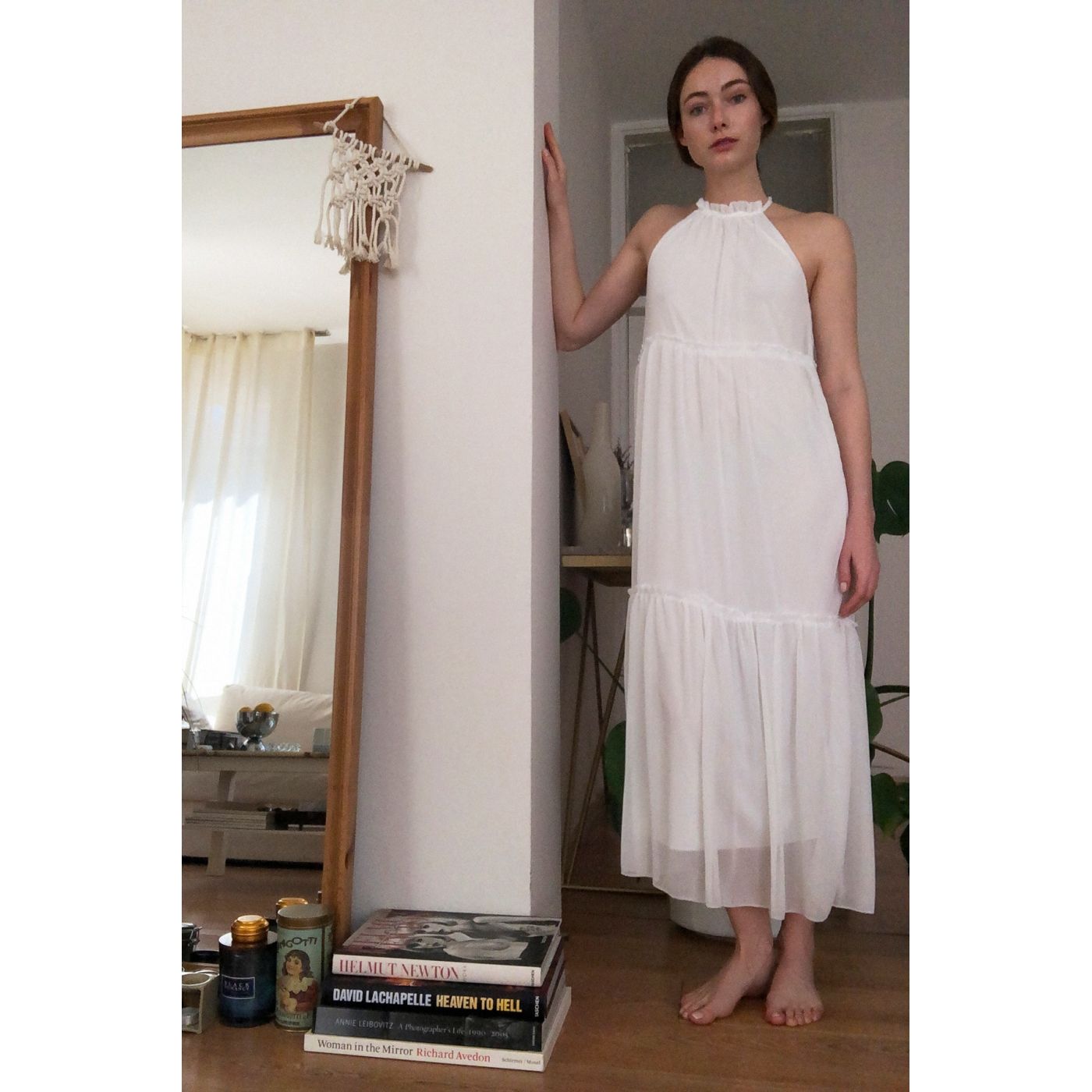 Trendyol Ekru Buzgü Detailed Halter Neck Dress