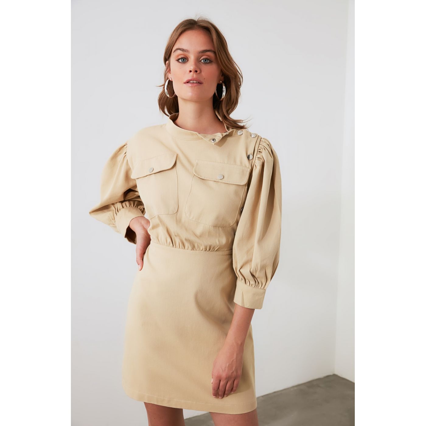 Trendyol Beige Pocket Detailed Dress