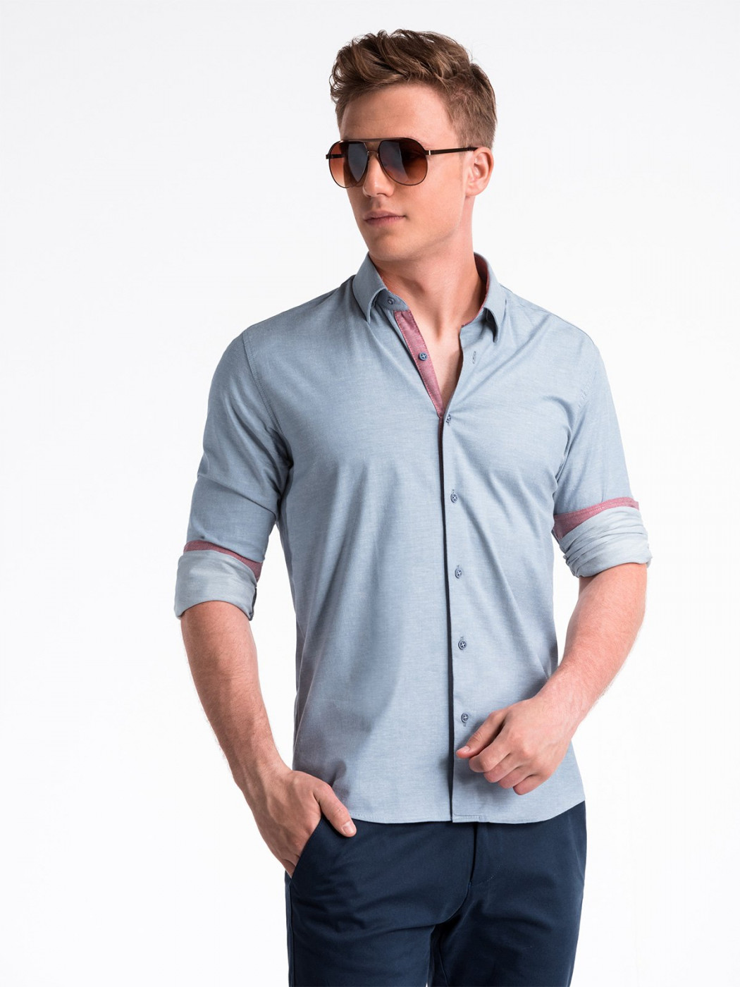 Ombre Clothing Men's shirt with long sleeves K487