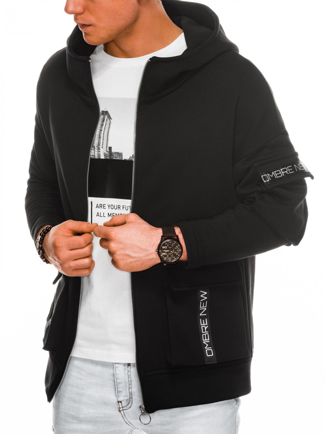 Ombre Clothing Men's zip-up sweatshirt B1049
