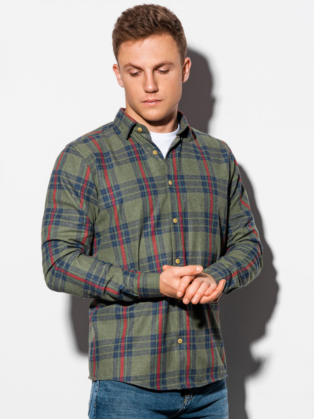 Ombre Clothing Men's shirt with long sleeves K562
