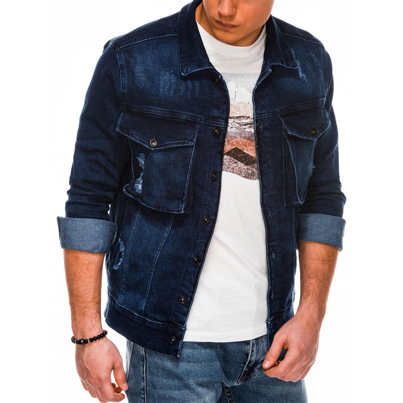Ombre Clothing Men's mid-season jeans jacket C403
