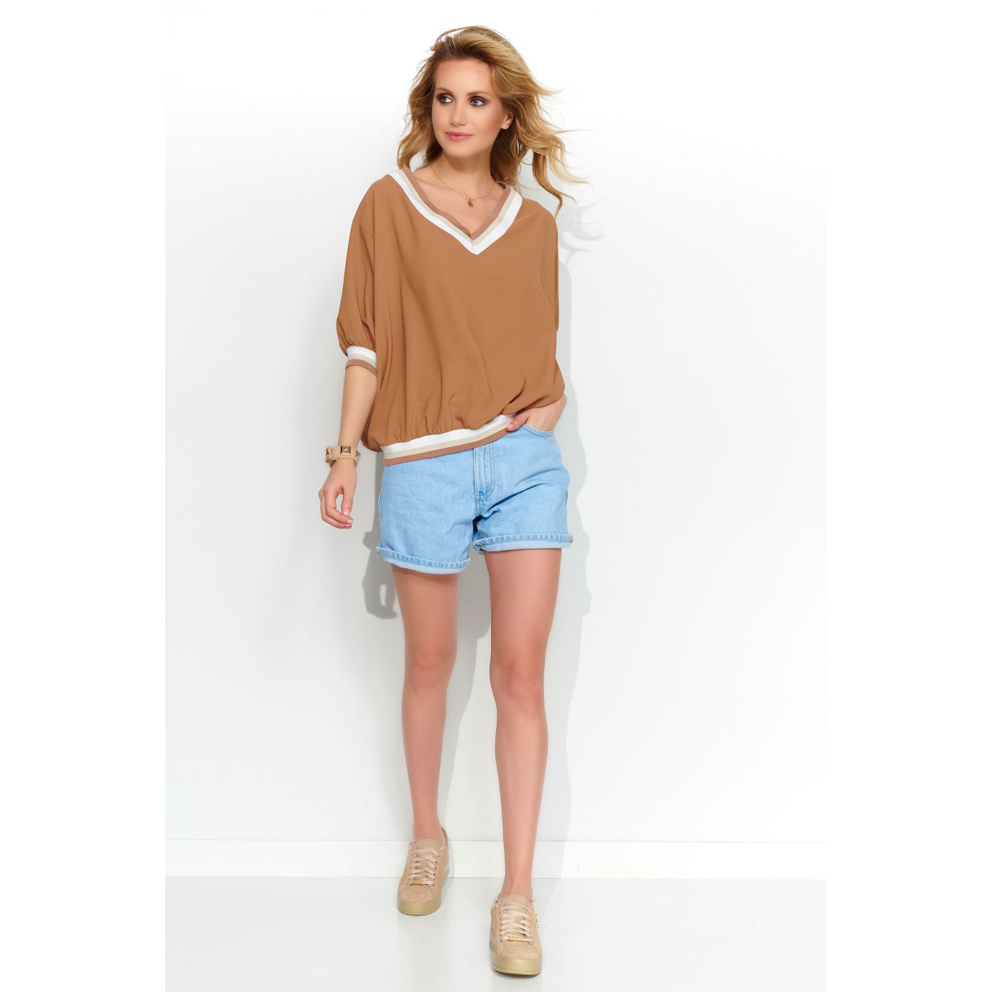 Makadamia Woman's Blouse M557 Camel