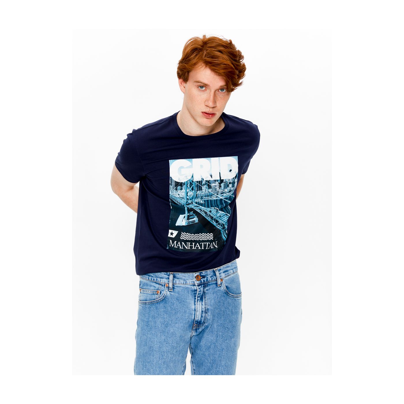 Big Star Man's Shortsleeve T-shirt 154410 Navy Blue-479