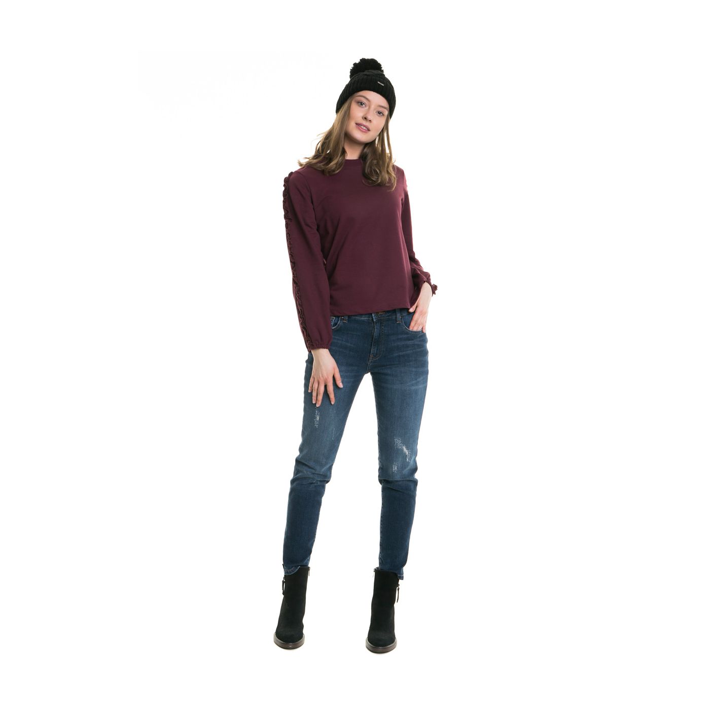 Big Star Woman's Sweatshirt 158751 Burgundy-650