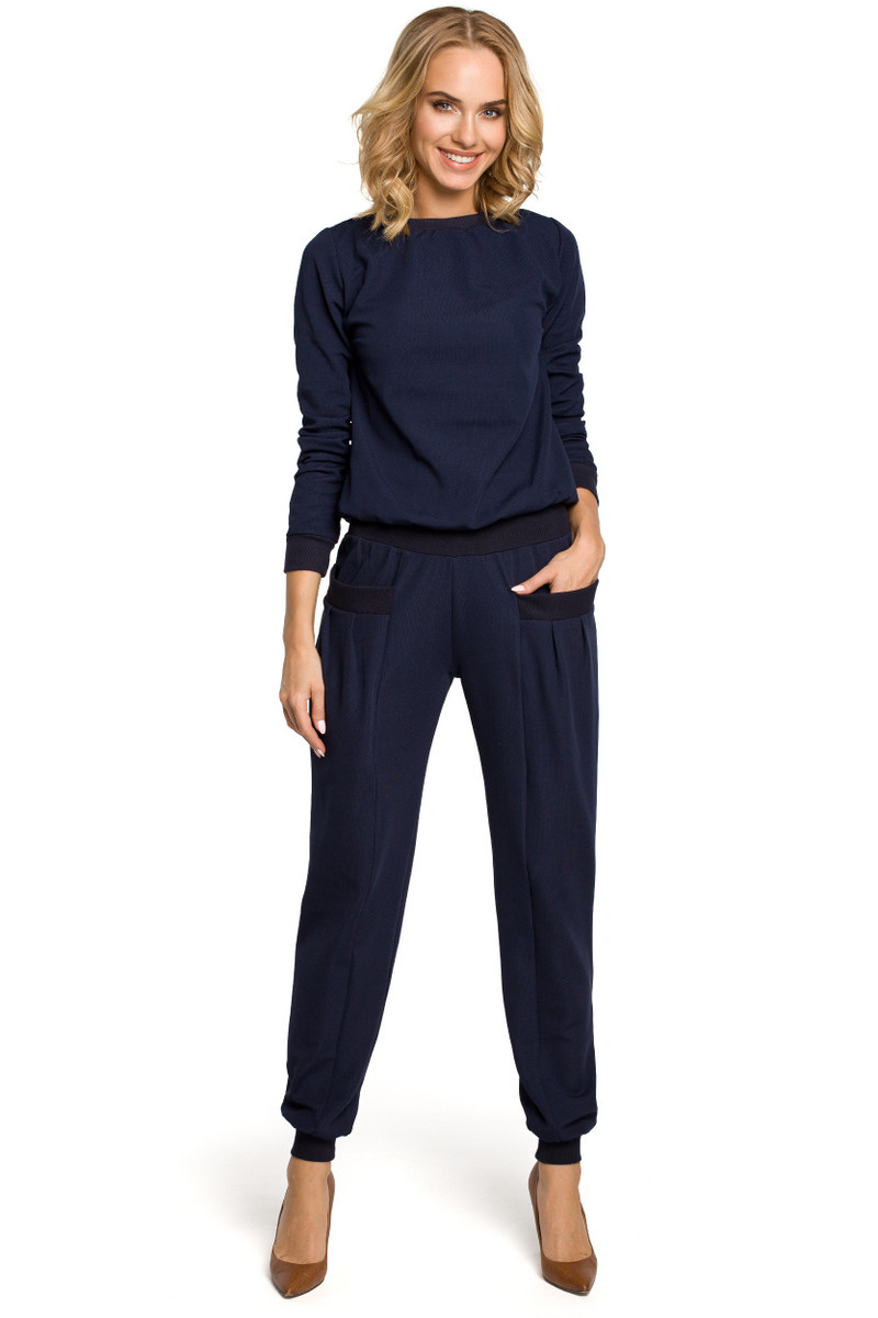 Made Of Emotion Woman's Trousers M332 Navy Blue