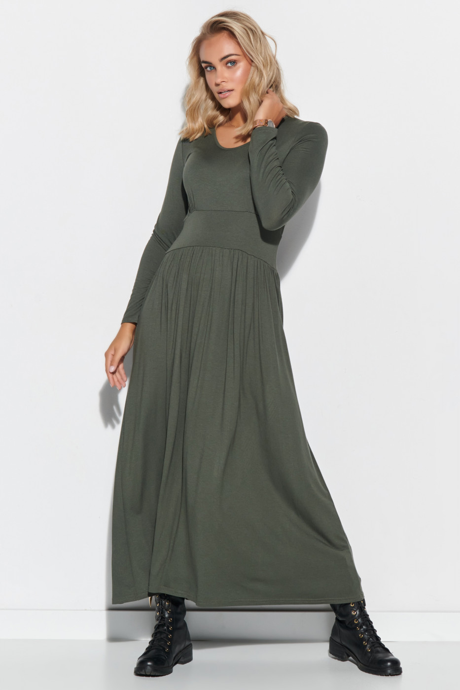 Makadamia Woman's Dress M571 Khaki