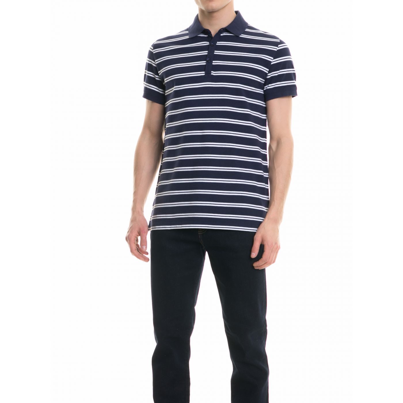 Big Star Man's Shortsleeve Polo T-shirt 154353 Navy Blue-429