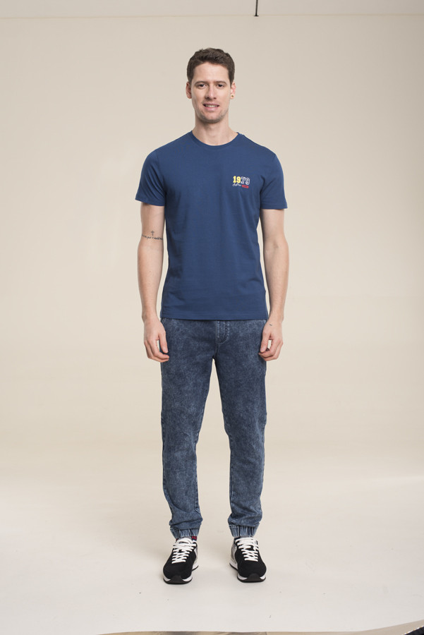 Big Star Man's Shortsleeve T-shirt 154421 Navy Blue-456
