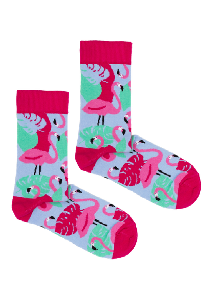 Kabak Unisex's Socks Patterned Flamingo2