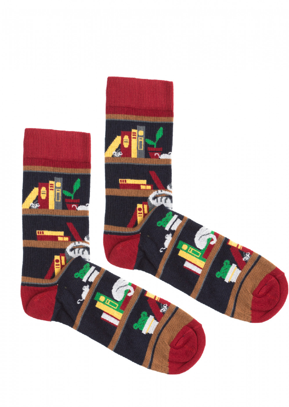 Kabak Unisex's Socks Patterned Books Cats